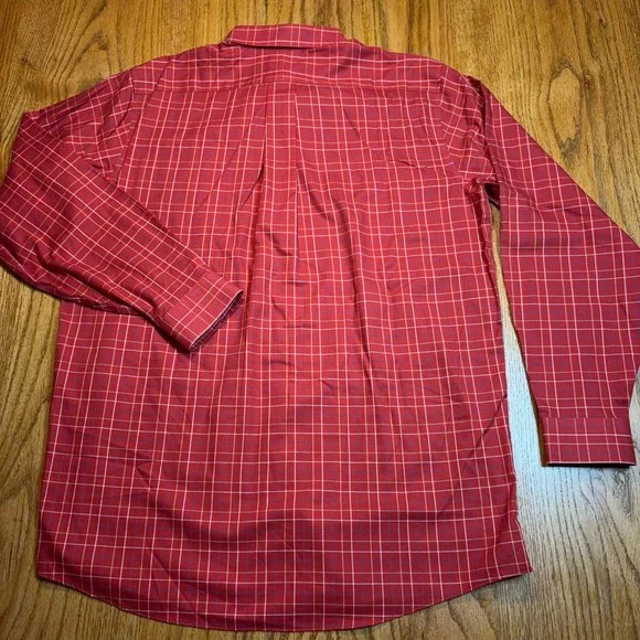 LL Bean Button Up Shirt Men's Large Tall Red Plaid Long‎ Sleeve Traditional Fit - Picture 7 of 7
